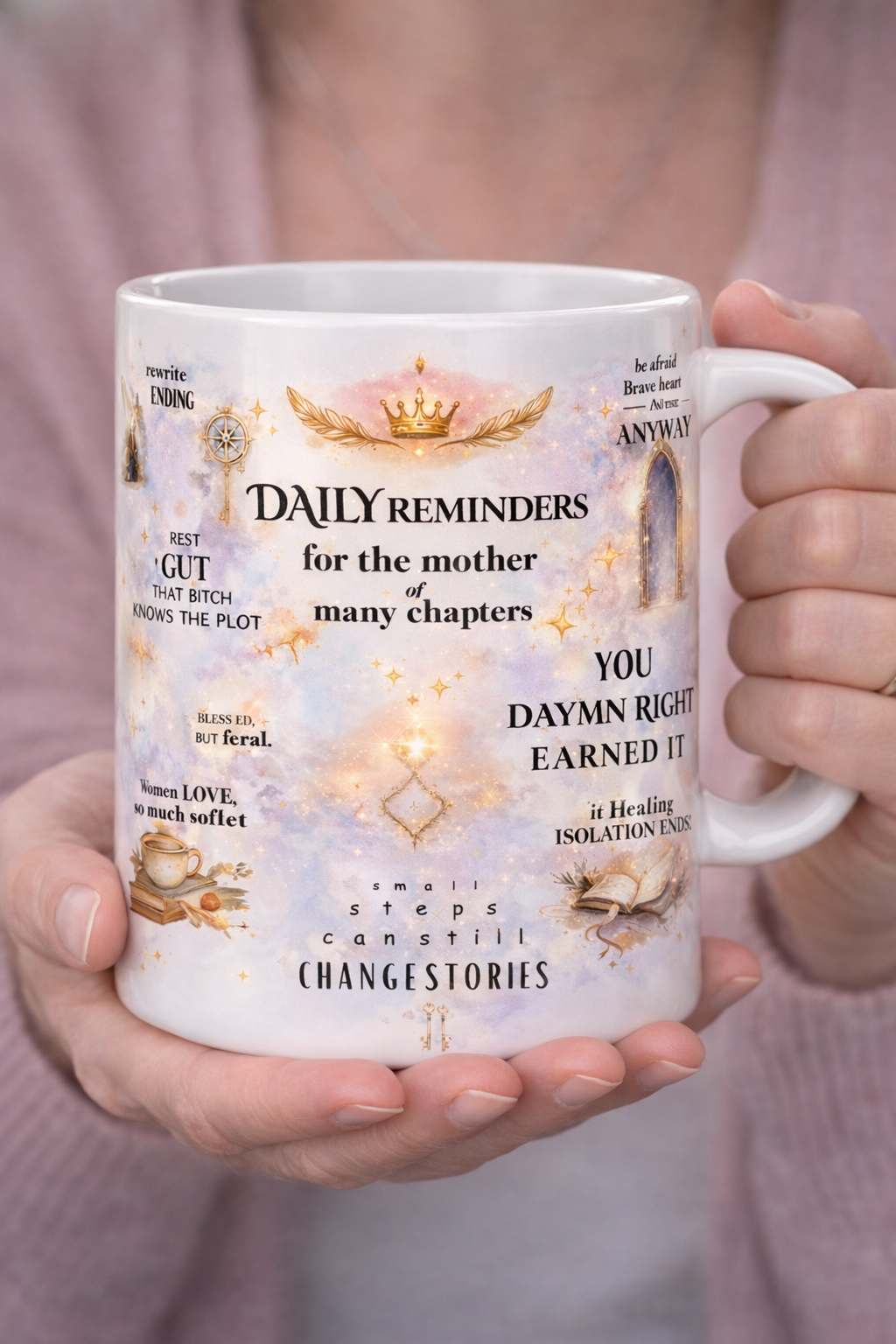 Inspire Inspiration Bookish Mom Mug, Romantasy Motherhood Coffee Cup, Reader Mom Gift, Fantasy Book Lover Mug, Mother’s Day Gift for Her