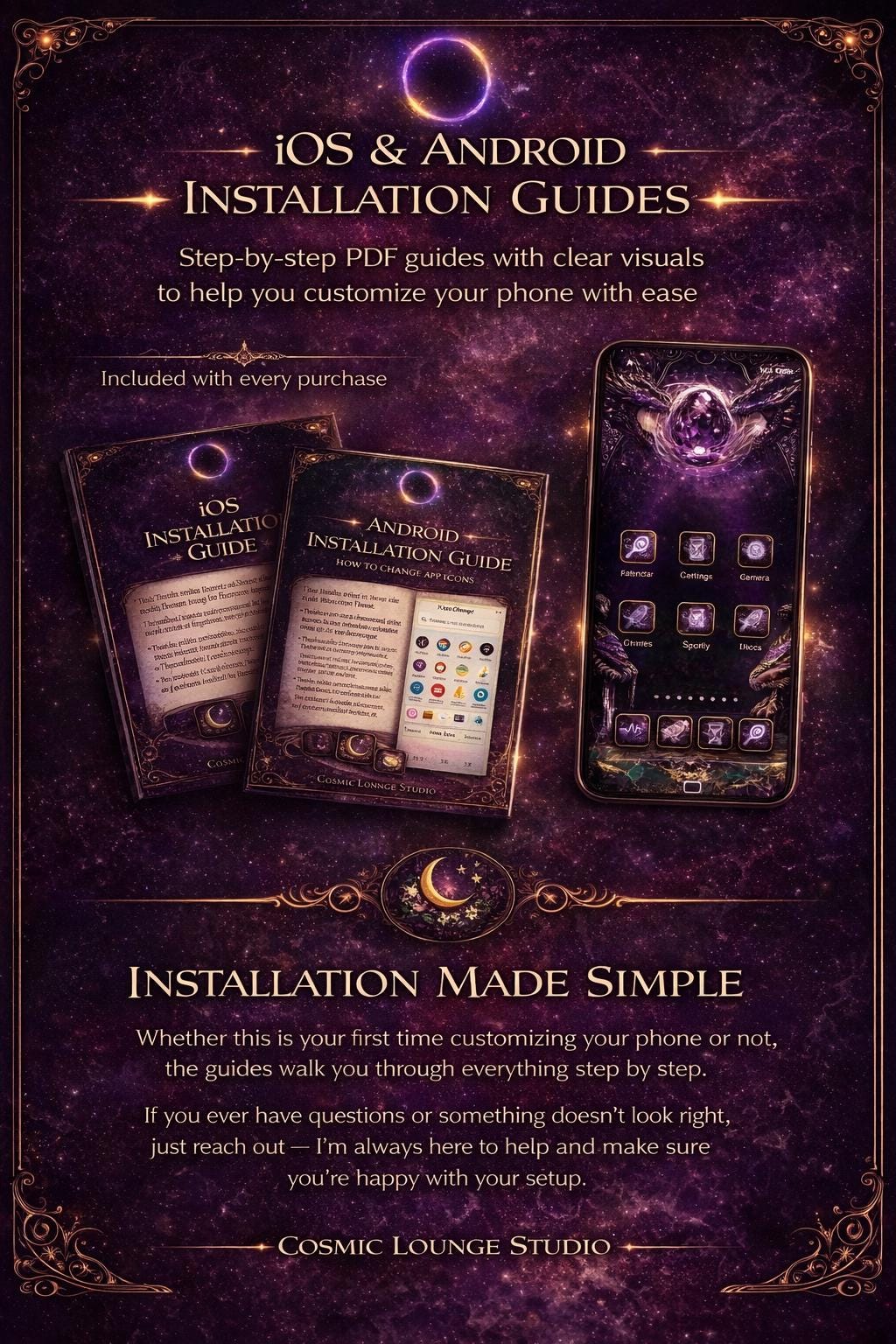 130 Liquid Glass Fantasy App Icons: Amethyst Dragon Rider, Night Court Theme