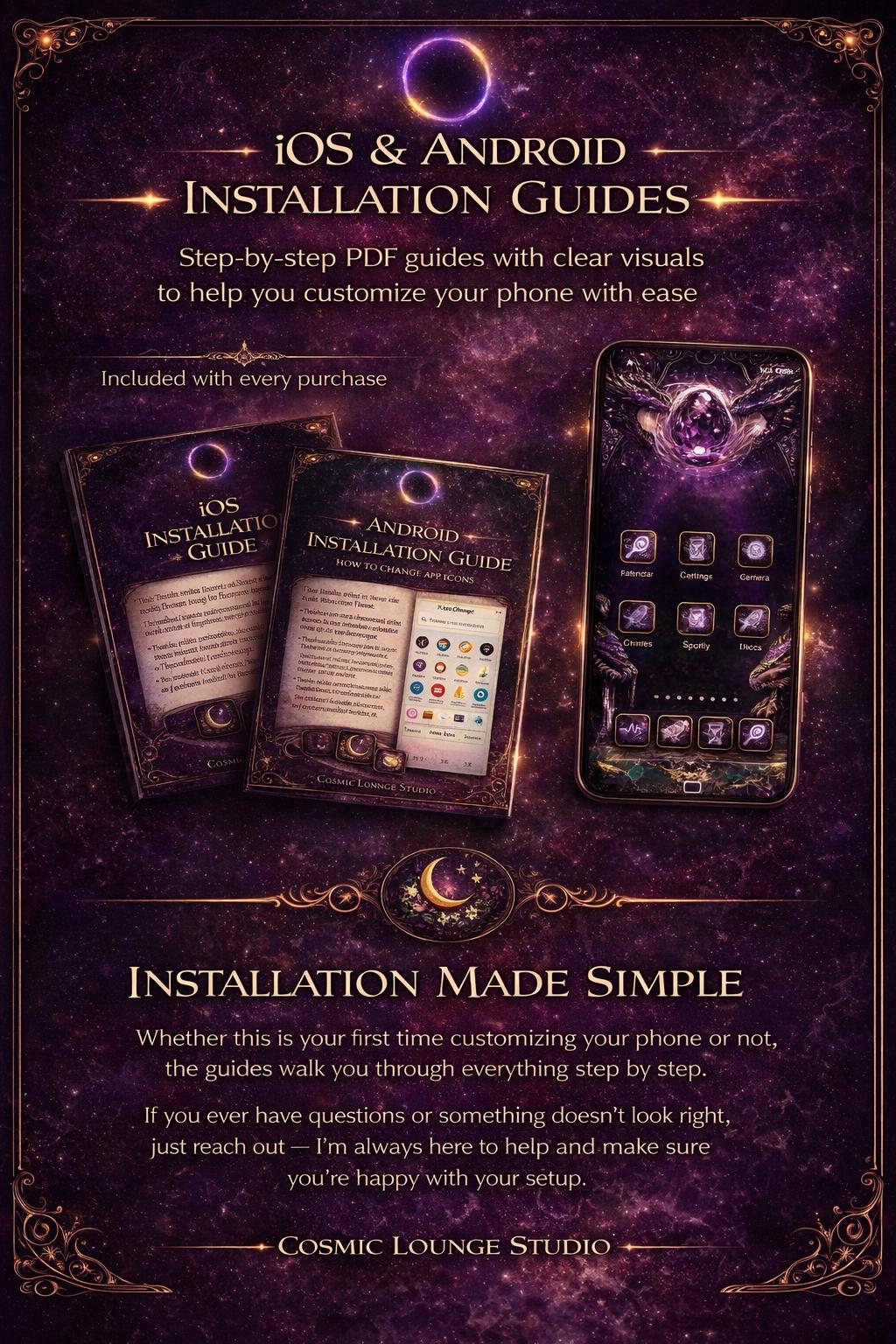 Dragon Rider App Icons and Live Wallpaper: Violet Fantasy Theme (iOS and Android Digital Download
