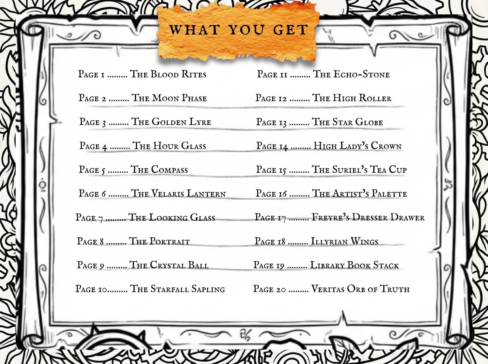 60 Hand-Drawn Designs: Night Court, Dread Trove & Seasonal Courts (PDF) ACOTAR Inspired Coloring Book Bundle