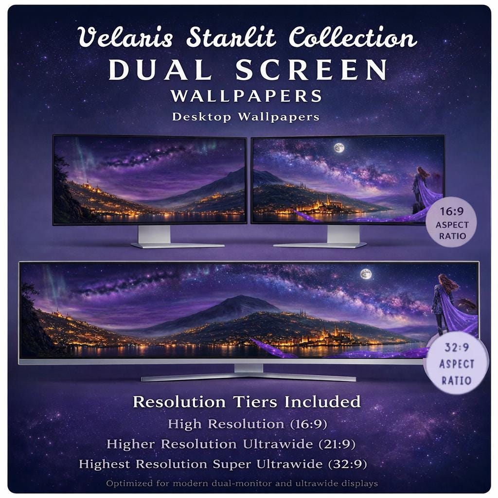 Velaris Desktop Wallpaper 4K: Night Court, Ultrawide Dual Monitor (Digital Download)