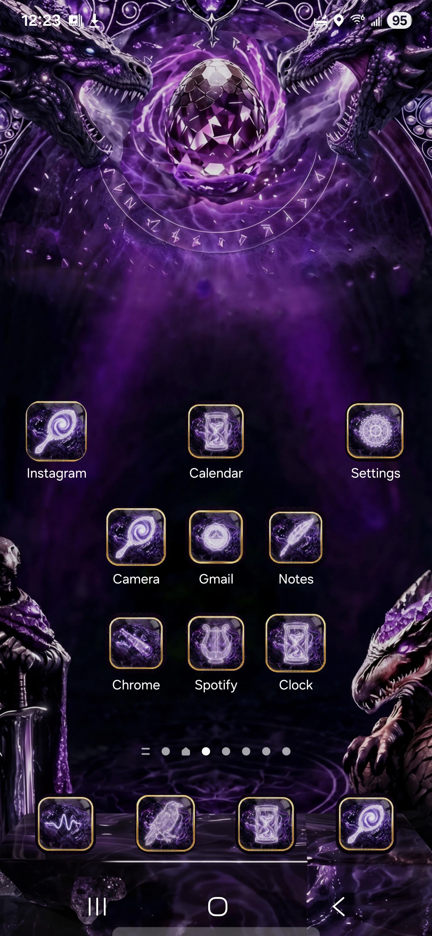 130 Liquid Glass Fantasy App Icons: Amethyst Dragon Rider, Night Court Theme