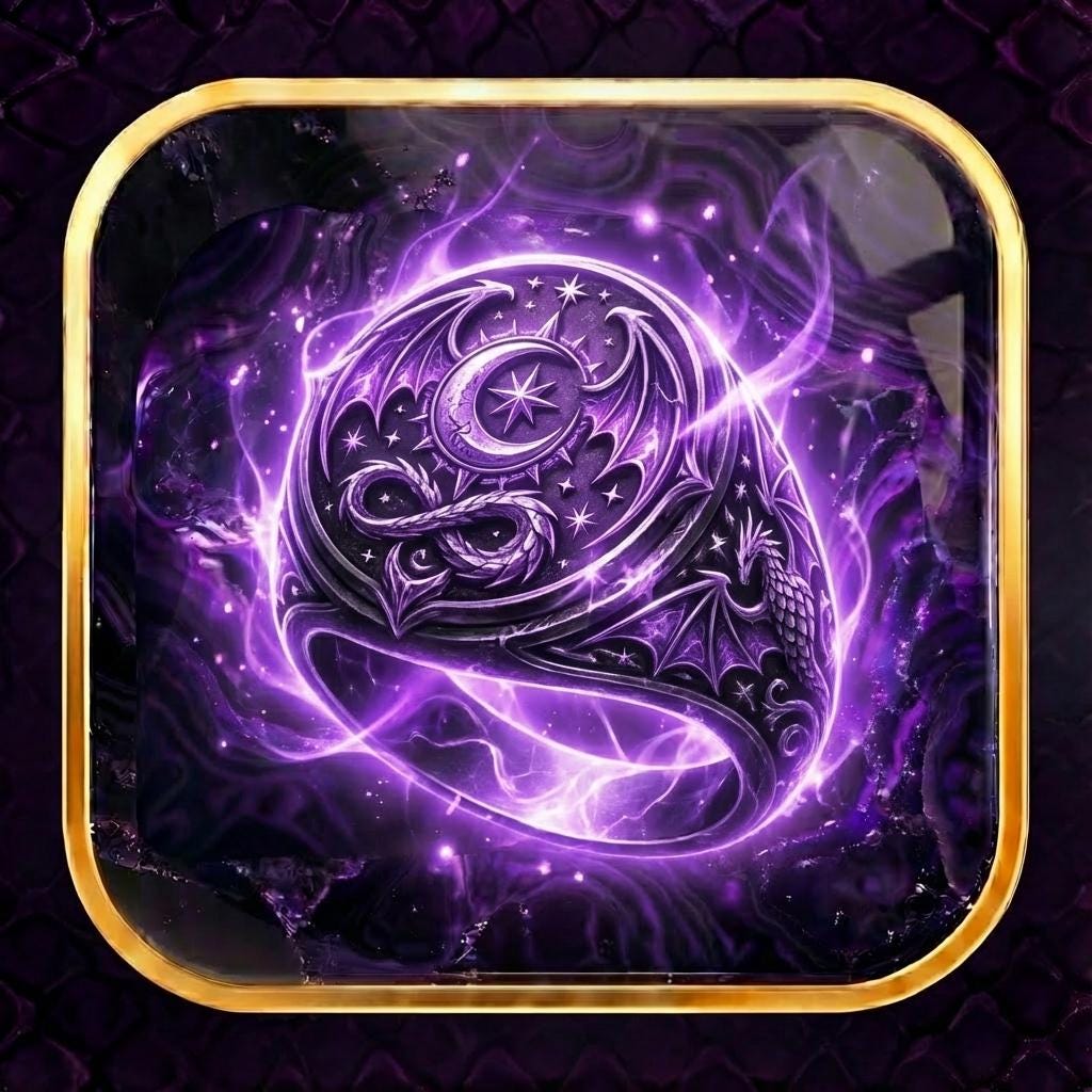 130 Liquid Glass Fantasy App Icons: Amethyst Dragon Rider, Night Court Theme