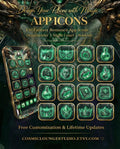 130 Liquid Glass Fantasy App Icons: Machete Color Dragon Rider and Spring Court Theme