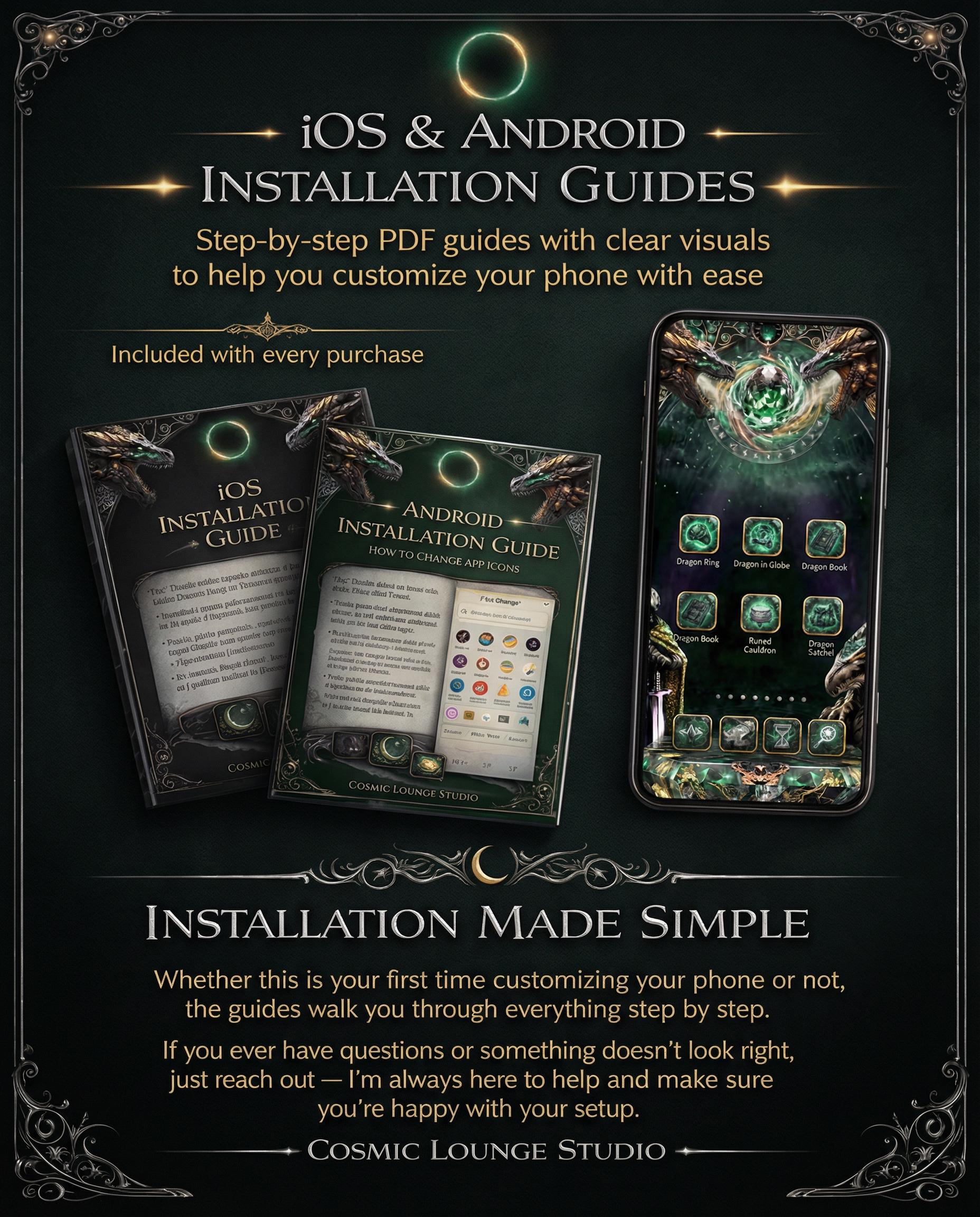 130 Liquid Glass Fantasy App Icons: Machete Color Dragon Rider and Spring Court Theme