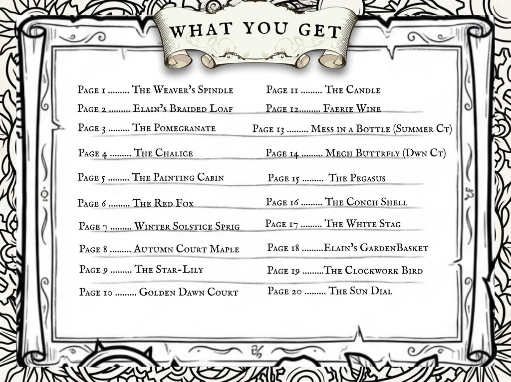 60 Hand-Drawn Designs: Night Court, Dread Trove & Seasonal Courts (PDF) ACOTAR Inspired Coloring Book Bundle
