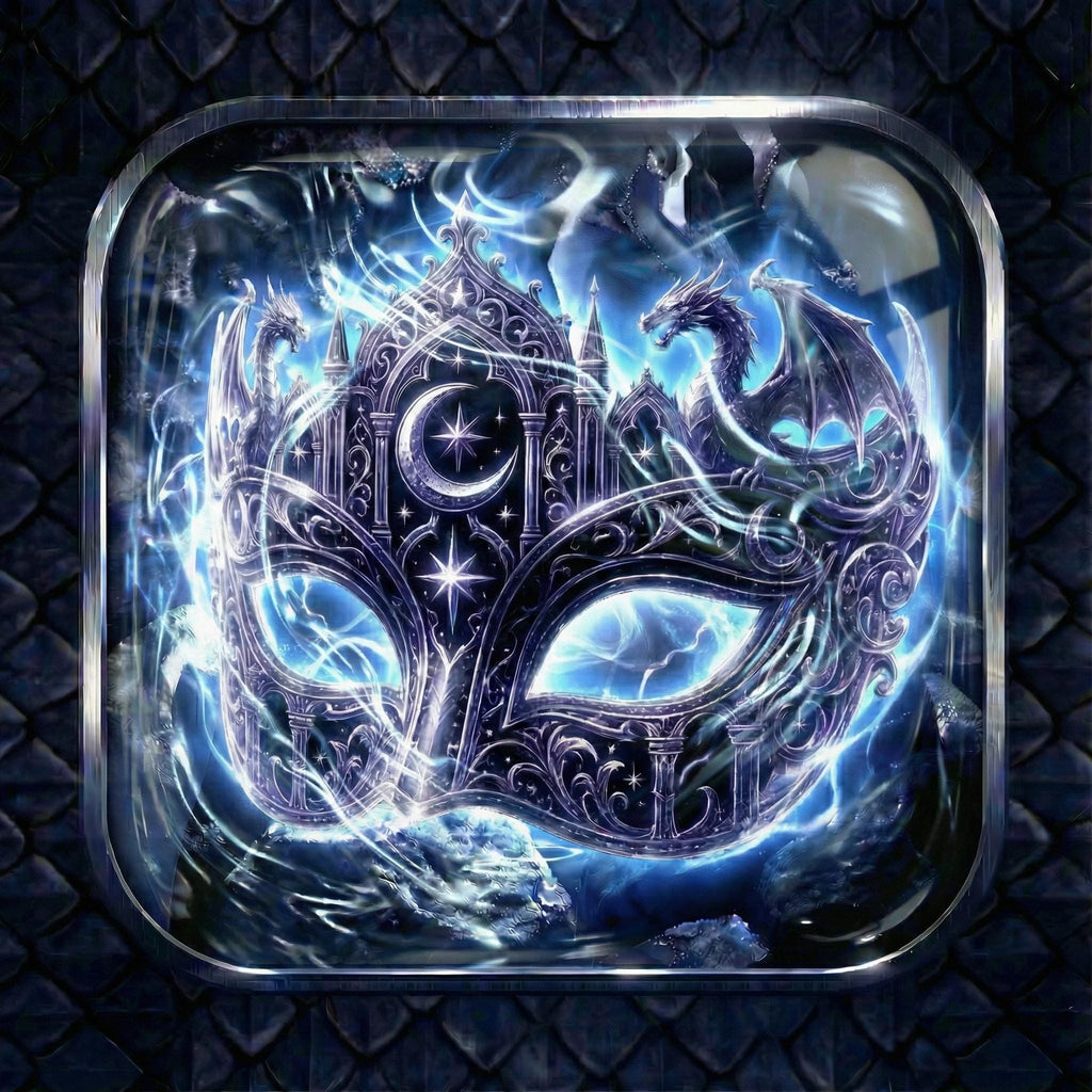130 Liquid Glass Onyx Fantasy App Icons: Shadow Black Dragon Rider and College of Dragons Theme