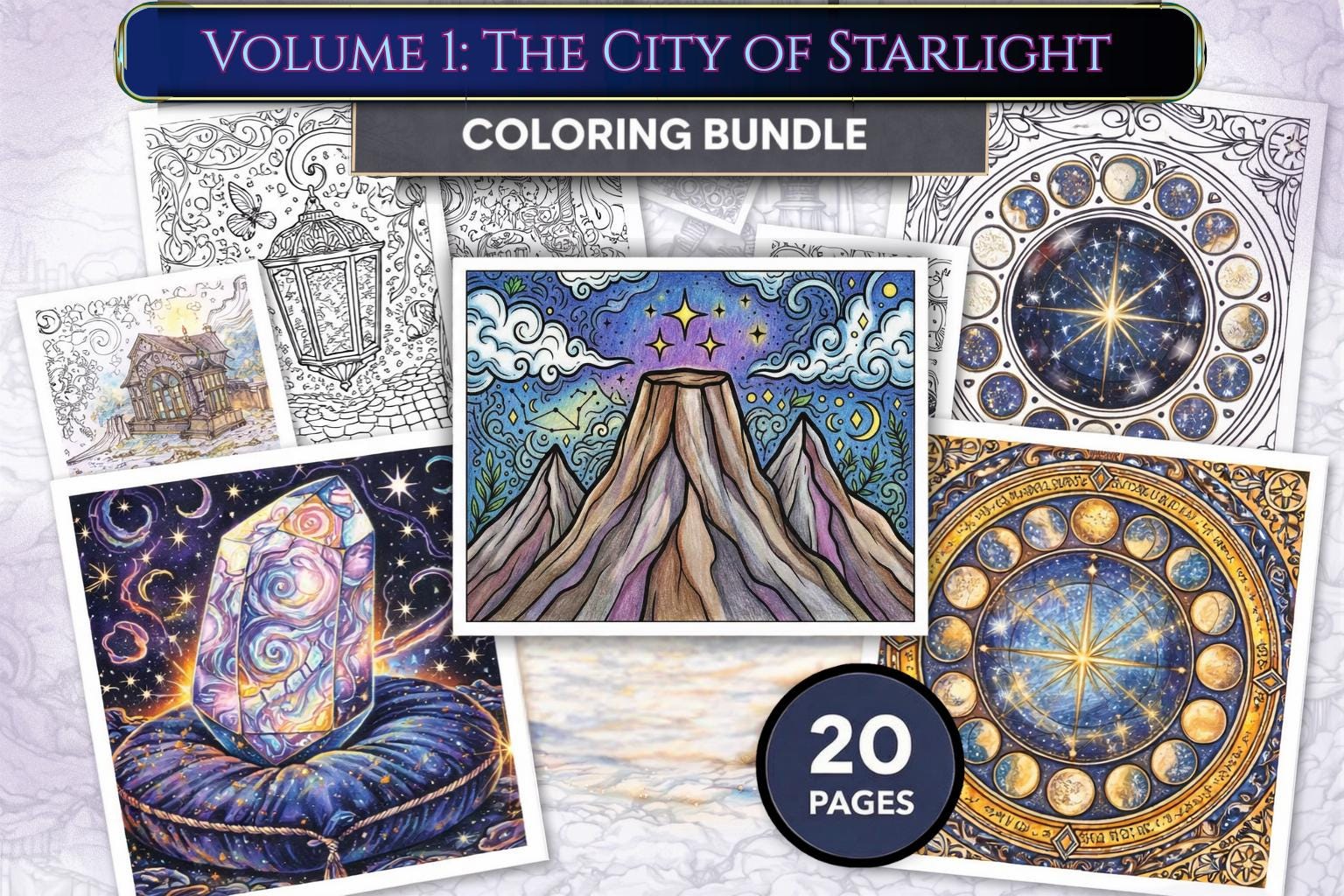 60 Hand-Drawn Designs: Night Court, Dread Trove & Seasonal Courts (PDF) ACOTAR Inspired Coloring Book Bundle