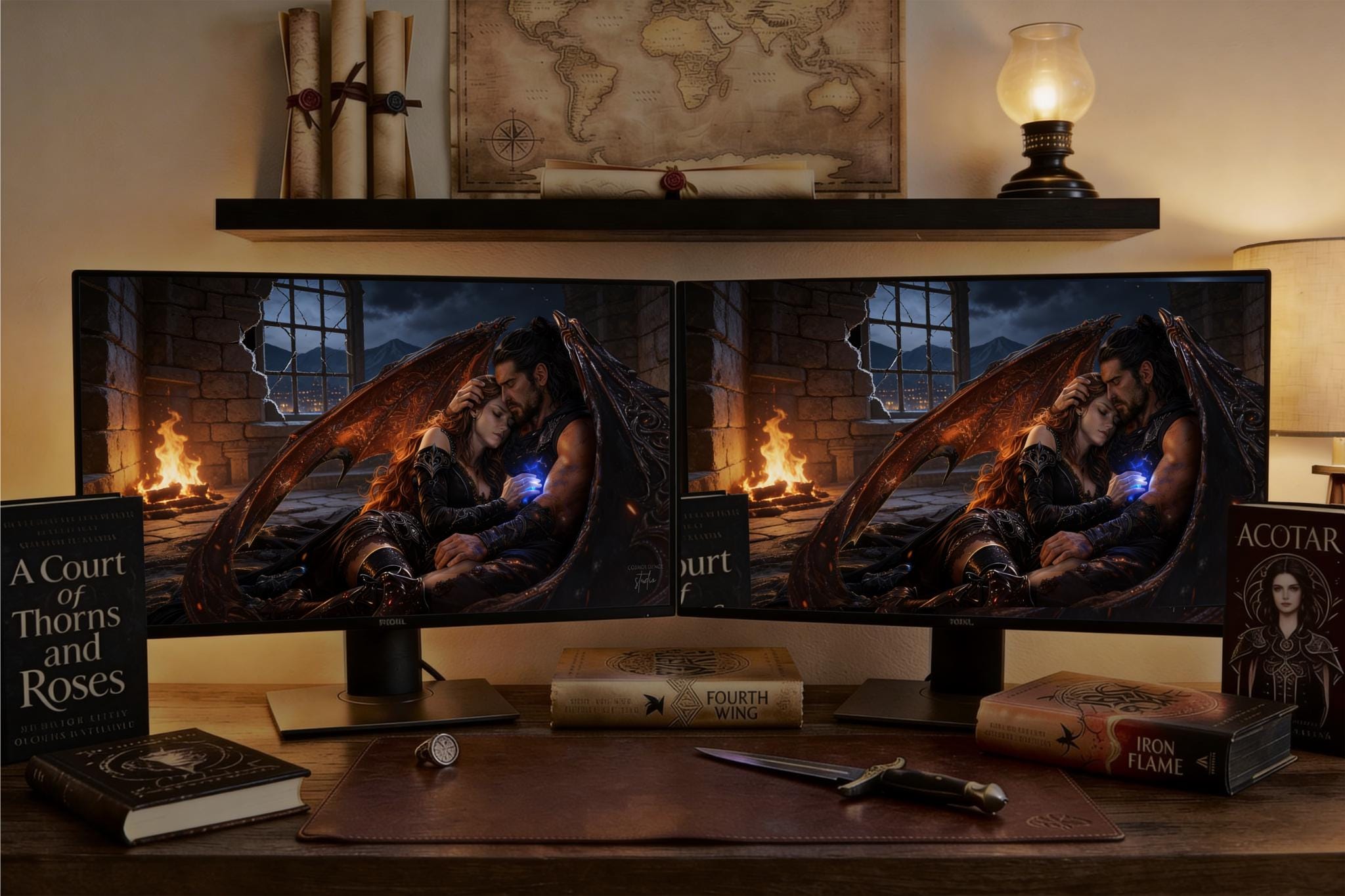 Nesta Cassian Intimate ACOTAR Wallpaper – Dual Screen Dark Romance (16:9, 21∶9)