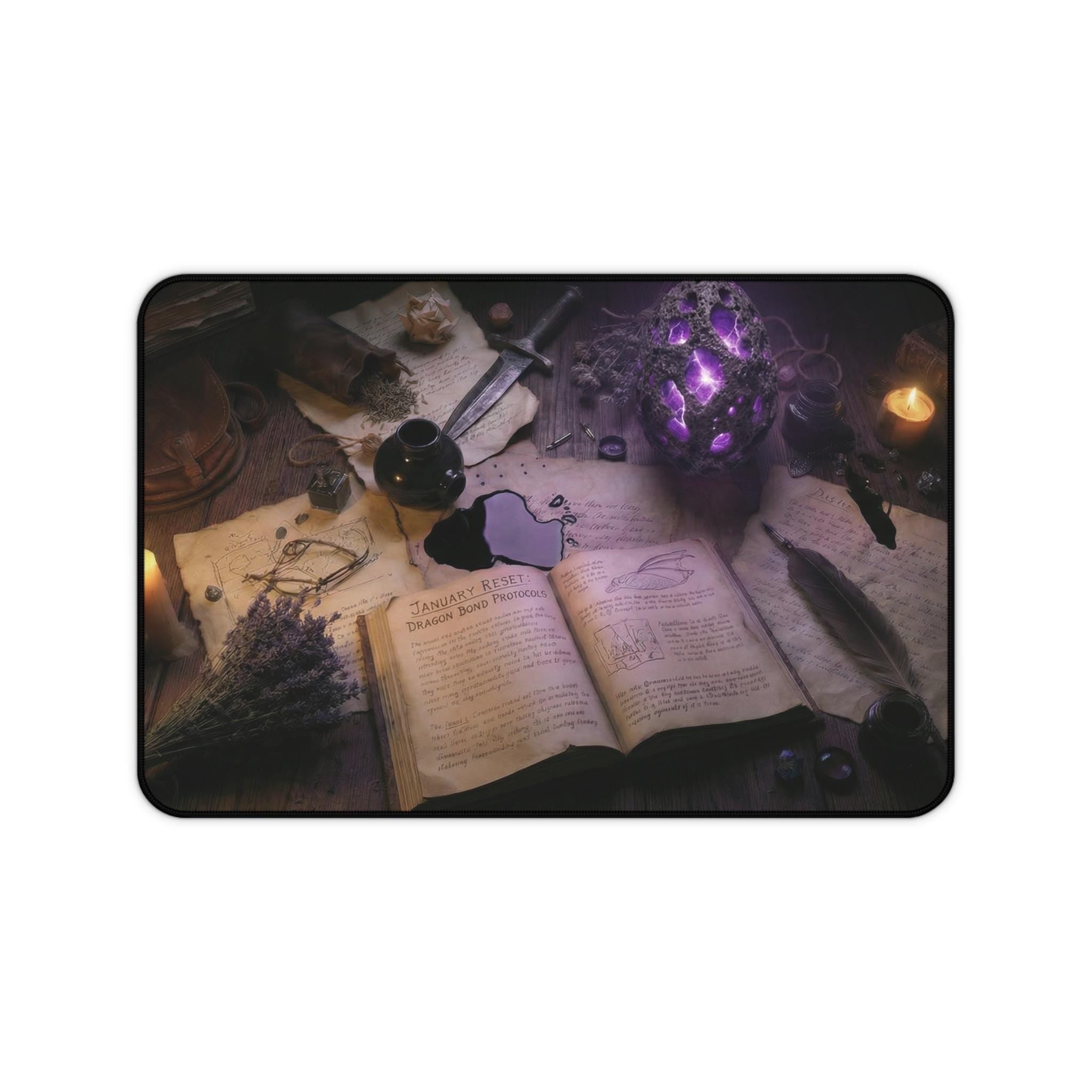 Mystic Ritual Workspace Desk Mat: Academia Spellbook Mouse Pad