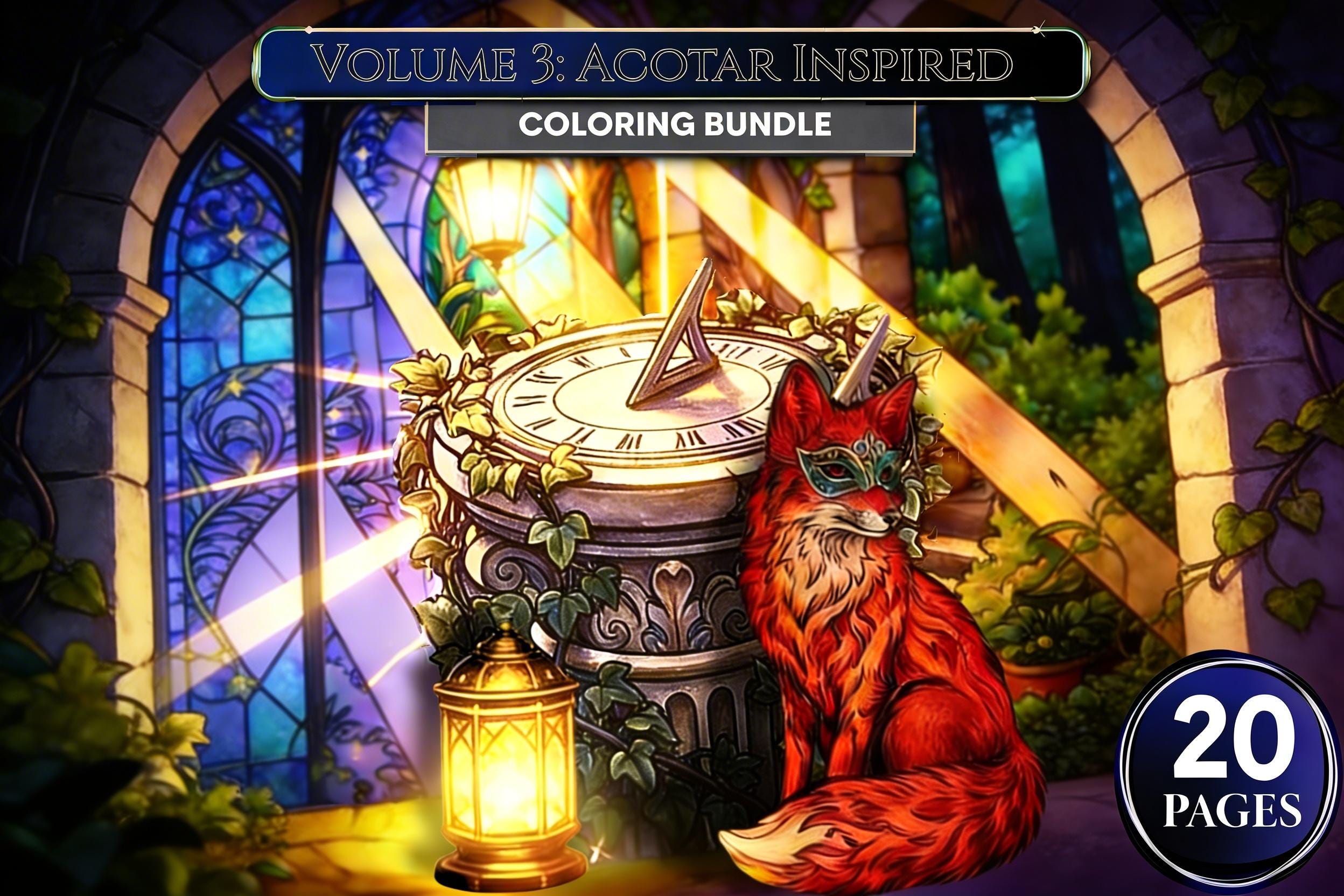 Hand-Drawn - Solar & Seasonal Courts: Cottagecore and Steampunk Art (PDF) ACOTAR Inspired Coloring Book Vol 3