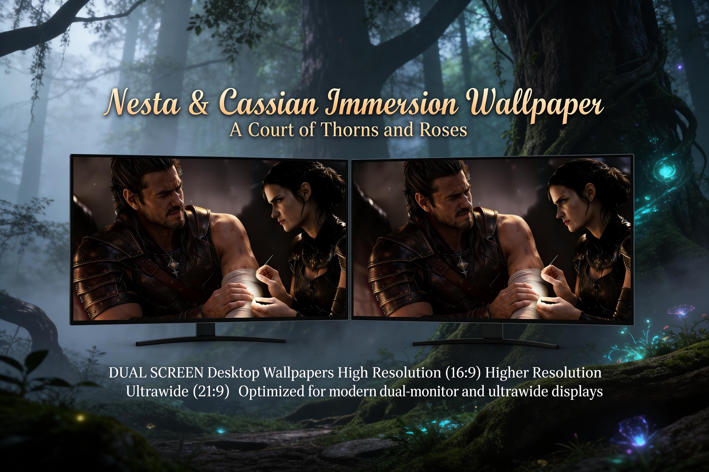 Nesta Cassian ACOTAR Wallpaper – Dual Screen Dark Romance (16:9, 21∶9) (Digital Download)