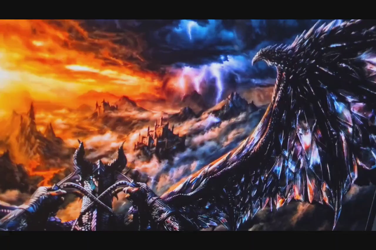 Onyx Black & Blue Dragon Rider Ultrawide Wallpaper | 4K War College (Digital Download)