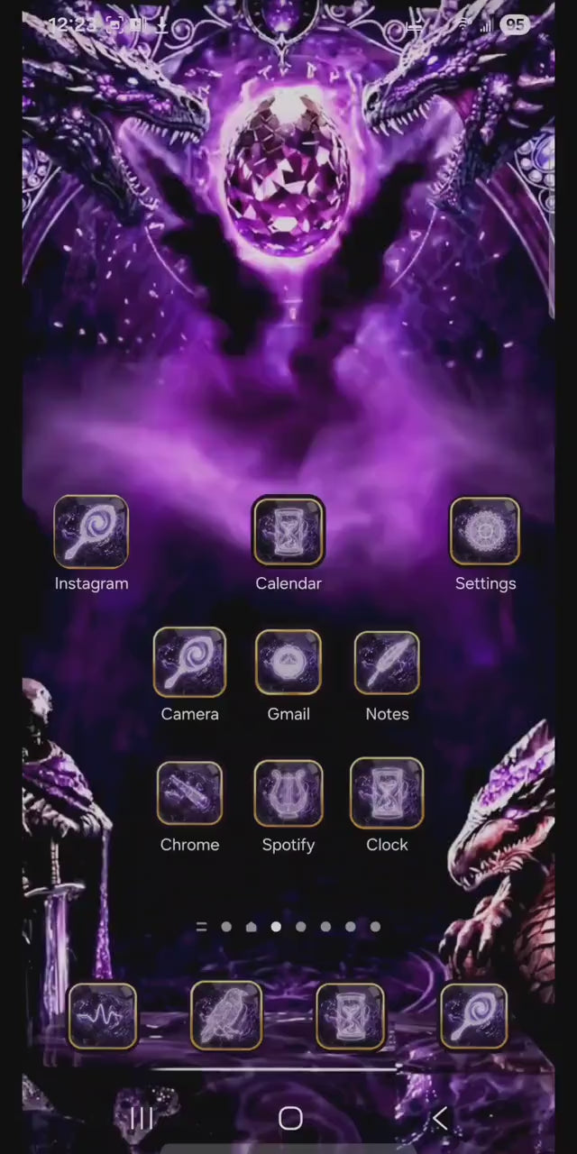 130 Liquid Glass Fantasy App Icons: Amethyst Dragon Rider, Night Court Theme