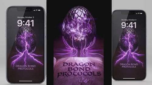 Dragon Rider App Icons and Live Wallpaper: Violet Fantasy Theme (iOS and Android Digital Download